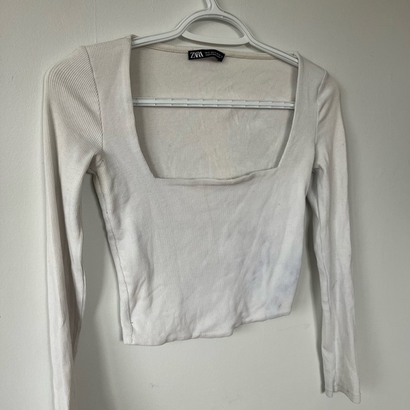 🌲5/$20🌲ZARA long sleeve white square neck shirt - Picture 2 of 4